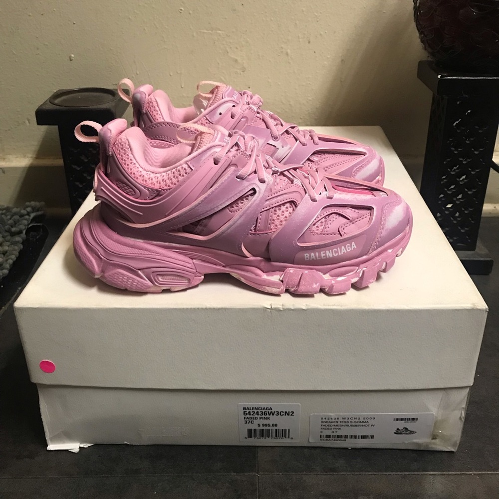 Balenciaga Track Trainer Runners Sneakers Women Size 7 Sneaker Pink White